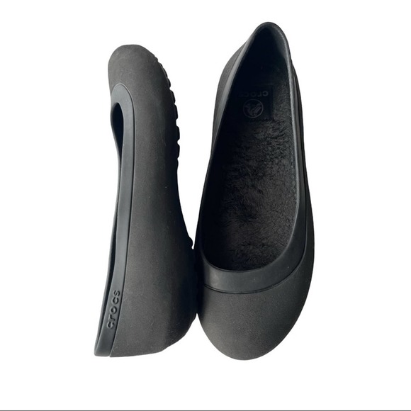 CROCS Shoes Crocs Black Fleece Lined Ballet Flats Crocs Mammoth